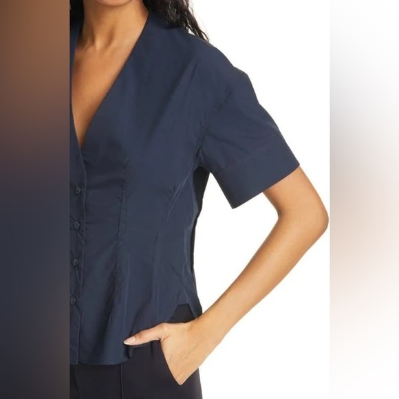 Rag & Bone Victorine Short Sleeve Button Front Shirt Night Blue - Picture 5 of 12